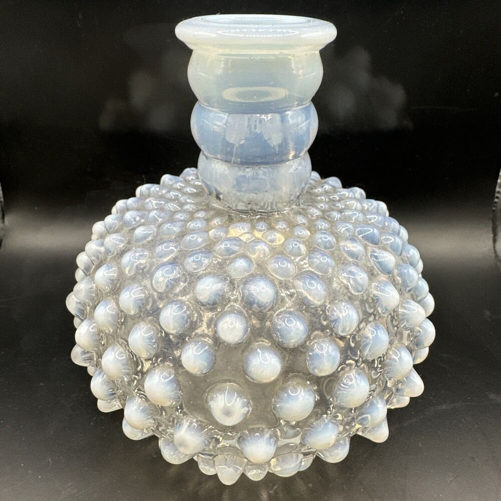 Vintage Fenton Glass Moonstone Opalescent Hobnail Bottle/Decanter/Vase